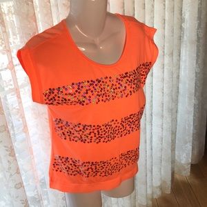 Piper orange with sequins tee shirt